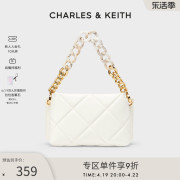 CHARLES＆KEITH春夏女包CK2-20671366中号女士菱格链条手提单肩包