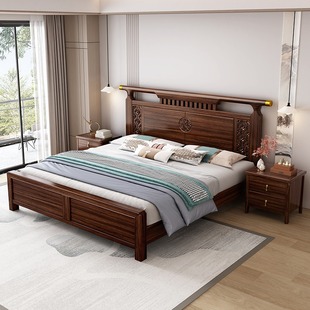 全实木乌金木床新中式1.8米婚床现代简约卧室1.5m双人主卧2米大床