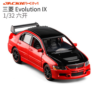 JK金属仿真1/32三菱翼神EVO 九代6开门合金汽车模型声光玩具收藏