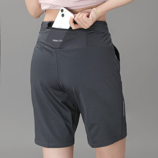 速干跑步短裤女可放手机网球健身运动五分裤后腰口袋外穿休闲中裤