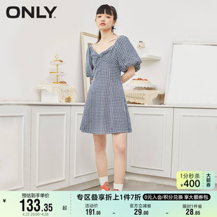 only奥莱夏季几何图案，设计肌理感面料牛仔连衣裙女