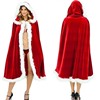 圣诞节派对女装红色金丝绒连帽披风圣诞老人扮演白飞边(白飞边)红斗篷披肩