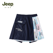 jeep吉普女童裤裙2023夏季大童女孩外穿透气休闲百搭百褶短裙