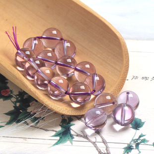 全净体天然紫水晶散珠子 diy水晶饰品配件紫罗兰色紫晶散珠圆珠