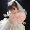 女童雪纺网纱洋气连衣裙，2023夏季女宝宝，可爱蝴蝶结短袖公主裙