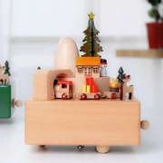 天空之城旋转木马木质，音乐盒八音盒创意生日圣诞节七夕情人，节礼物