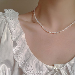 法式复古天然巴洛克异形，珍珠choker项链14k包金，锁骨链颈链配饰品