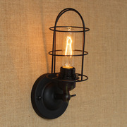 美式复古壁灯简约创意壁灯，户外仿古欧式壁灯工业，铁艺卧室灯具b195