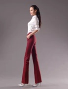 高端女裤酒红色垂感西装裤春夏高腰加长裤子女高个子直筒小微喇裤