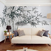 新中式山竹林电视背景墙壁纸黑白，壁布现代客厅水墨画布沙发墙壁画