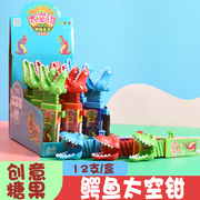 伸缩鳄鱼糖钳子玩具糖创意，棒棒糖可爱恐龙糖果机儿童玩具带糖