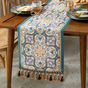 地中海复古提花桌旗布艺，餐桌旗布茶几电视柜桌布，餐桌布餐垫长条布