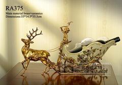 欧式别墅家居饰品工艺品雪橇鹿车红酒架动物酒托美式古典家居软装