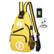 单肩双肩两用胸包背包男女户外徒步旅行登山包便携包USB充电听歌