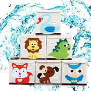 可水洗卡通儿童玩具收纳盒整理箱布艺折叠箱宝宝筐带盖储物盒