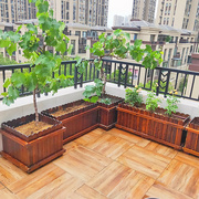 防腐木花箱碳化实木花盆，户w外花槽庭院种植箱，大号长方形阳台种