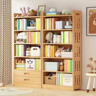 实木书柜儿童书架落地置物架客厅，收纳架卧室学生，家用简易收纳架子