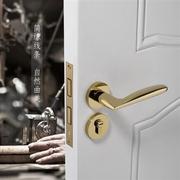 美式卧室门锁室内门把手家用静音，房门锁pvd金色，分体实o木门锁锁具