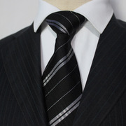 黑白条纹暗方格条纹真丝领带商务职业桑蚕丝领带男礼盒装J177