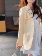 黄油蛋挞奶黄色西装外套，秋2023小个子，韩版休闲设计感