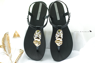 巴西原产IPANEMA高级亮片金属质感沙滩软底休闲夹趾女凉鞋