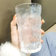 北欧ins简约冰川纹玻璃杯水杯花茶杯 威士忌杯酒杯咖啡杯透明杯子