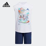 Adidas/阿迪达斯夏季宽松训练运动休闲小童短袖套装H45141