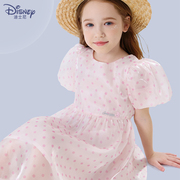迪士尼女童连衣裙儿童裙子，2024夏装雪纺裙，中大童洋气公主裙
