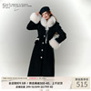 bbblue原创设计赫本千金风毛呢大衣外套，女秋冬季可拆卸毛领