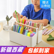 麦克笔收纳盒大容量笔筒书桌面儿童画笔水彩笔铅笔文具桶笔架置物