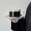 ins欧式透明带把咖啡，杯碟套装摩卡拿铁杯耐热玻璃，冰咖啡杯花茶杯