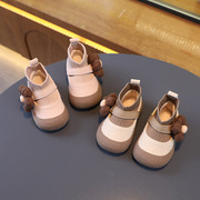 女宝宝鞋子秋冬季软底小皮鞋1一2-3岁女童，靴子单靴公主鞋加绒短靴
