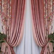 美式法式奢华窗帘别墅卧室，绒布刺绣洛可可红色高档加厚欧式宫廷风