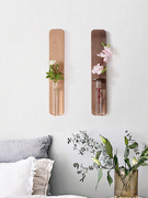 墙面装饰日式壁挂花架实木木艺装饰墙上插花器创意花插实木制花器