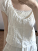 brandygirlbm甜辣上衣夏季设计感白色泡泡袖短袖衬衫显瘦女夏