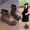 女童加绒靴子2023冬季儿童马丁靴女宝百搭短靴，中大童保暖棉靴