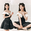 可爱少女氛围感甜美韩系拍照写真个人艺术照黑色主题摄影服装