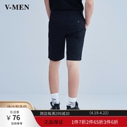 vmen威曼黑色时装短裤男士，夏季韩版百搭休闲五分裤822202911