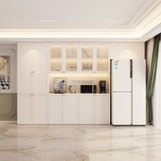 轻法式餐边柜酒柜一体靠墙高柜奶油风客厅餐厅嵌入式冰箱柜定制