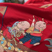 百子图新中式新婚庆床品被套四件套结婚全棉纯棉陪嫁红色床上用品