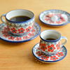 波兰制传统手工古典彩绘红紫罗兰，陶瓷马克杯咖啡杯碗碟意面盆餐具