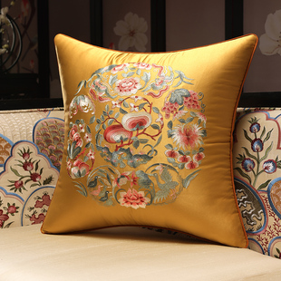 中式绣花抱枕古典刺绣红木沙发靠垫，中国风客厅，大靠包正方形靠枕套