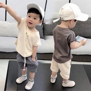 2022夏季男童短袖套装1-3岁4洋气宝宝，夏装韩版中小童两件套潮