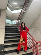 h1key女团同款舞台打歌服爵士韩舞kpop表演红色西装舞蹈套装