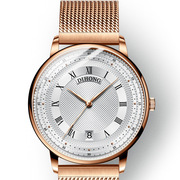 男品牌手表高瑞士(高瑞士)全自动机械表皮带商务，真皮精钢日历国产腕表