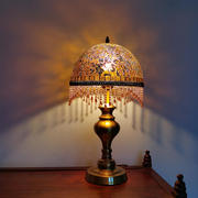 欧式复古仿铜中书房卧室床头灯温馨创意可调光家用 琉璃轻奢台灯