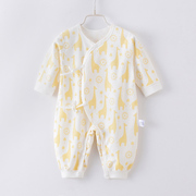 婴儿连体衣秋冬季薄款新生儿，衣服0-3月宝宝，和尚服纯棉哈衣居家服