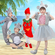 儿童小辣椒水果蔬菜演出服幼儿园话剧小老鼠吃辣椒时装秀表演服装