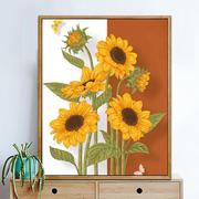 数字油画油彩画小清新纯手工，填色画向日葵，手绘减压客厅装饰画