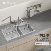 jomoo九牧不锈钢水槽，双槽304不锈钢洗菜盆洗碗池，菜盆裸槽06122